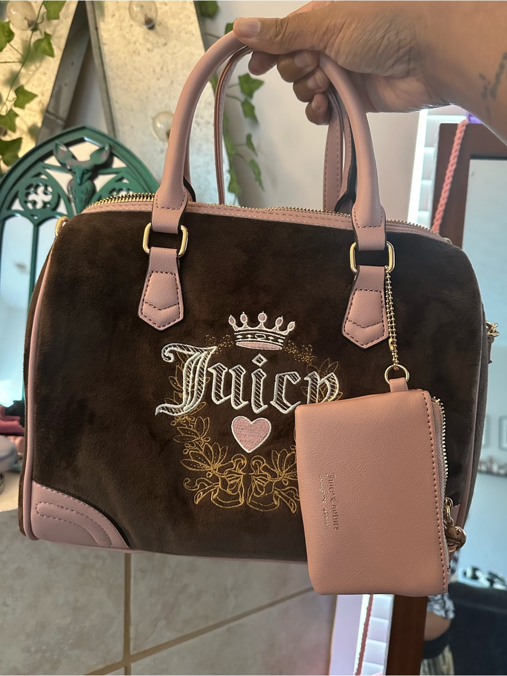 Brown and pink juicy bag